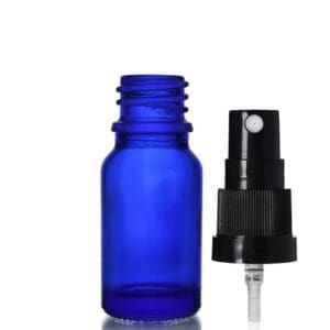 10ml Blue Glass Dropper Bottle w Black Atomiser Spray