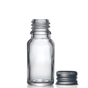 10ml Clear Glass Dropper Bottle w Aluminium Cap