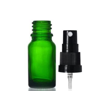 10ml Green Glass Dropper Bottle w Black Atomiser