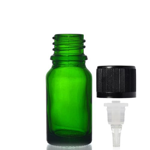 10ml Green Glass Dropper Bottle w CRC Dropper Cap