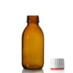 125ml Amber Glass Sirop Bottle w Red Band Cap