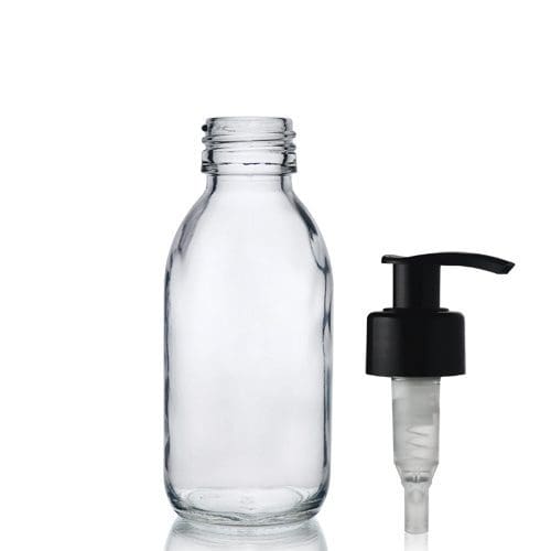 125ml Clear Glass Syrup Bottle & Lotion Pump