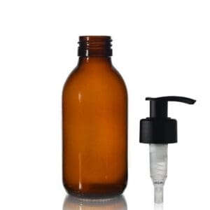 150ml Amber Glass Syrup Bottle With Standard Lotion Pump