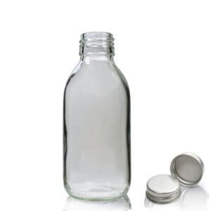 150ml Clear Glass Syrup Bottle & Aluminium Cap
