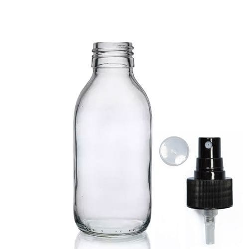 150ml Clear Glass Syrup Bottle & Atomiser Spray