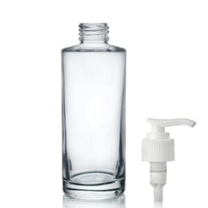 150ml Clear Glass Simplicity Bottle & White Lotion Pump