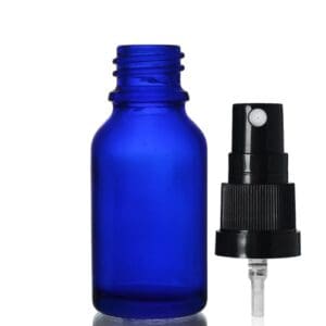 15ml Blue Glass Dropper Bottle w Black Atomiser Spray