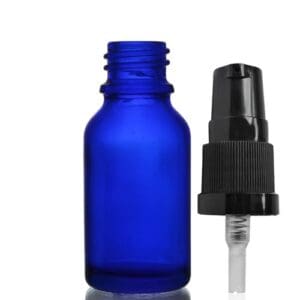 15ml Blue Glass Dropper Bottle w Black Lotion Pump