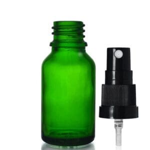 15ml Green Glass Dropper Bottle w Black Atomiser