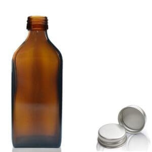 200ml Amber Glass Rectangular Bottle & Aluminium Cap