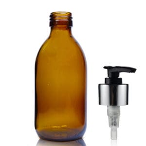 200ml Amber Glass Sirop Bottle & Premium Lotion Pump