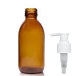 200ml Amber Glass Syrup Bottle With Standard Lotion Pump