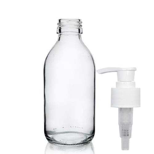 200ml Clear Glass Syrup Bottle & Lotion Pump