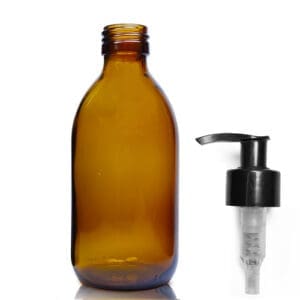 250ml Amber Glass Sirop Bottle & 28mm Standard Lotion Pump