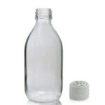 250ml Clear Glass Syrup Bottle With White Medilock Cap