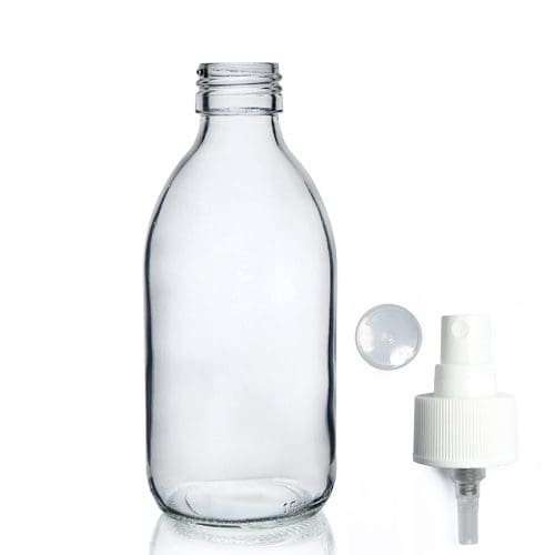 250ml Clear Glass Syrup Bottle & Atomiser Spray