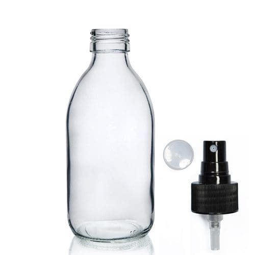 250ml Clear Glass Syrup Bottle & Atomiser Spray