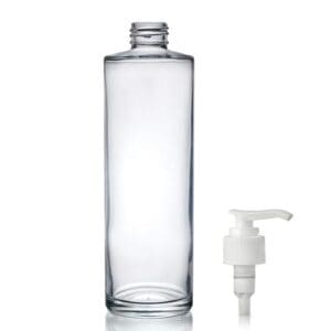 250ml Glass Simplicity Bottle w White Lotion Pump