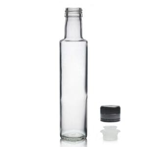 250ml Round Dorica Oil Bottle with pour black cap