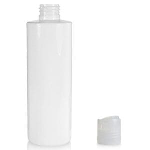 250ml White PET Plastic Bottle & Disc Top Cap