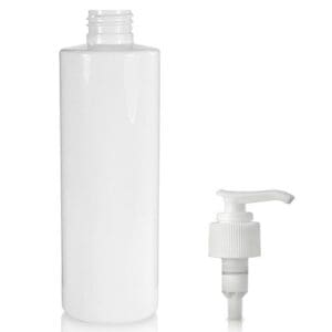 250ml White PET Plastic Bottle & Lotion Pump