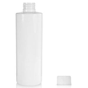 250ml White PET Plastic Bottle & Plastic Screw Cap