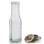 250ml Hexagonal Glass Sauce Bottle With Lid