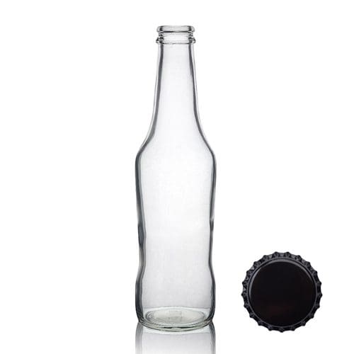 275ml Curvy Beer Bottle w black Cap