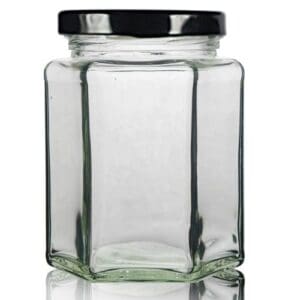 280ml Hex Jar w black lid