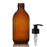 300ml Amber Glass Syrup Bottle With Standard Lotion Pump