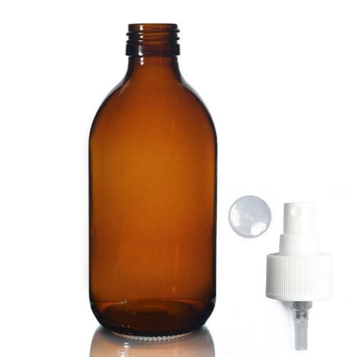 300ml Amber Glass Syrup Bottle & Atomiser Spray