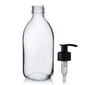 300ml Clear Glass Syrup Bottle With Lotion Pump