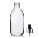 300ml Clear Glass Sirop Bottle w Black and Silver Atomiser