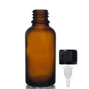 30ml Amber Glass Dropper Bottle w CRC Dropper Cap