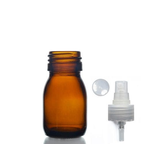 30ml Amber Glass Syrup Bottle & Atomiser Spray