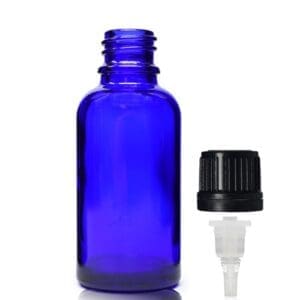 30ml Blue Glass Dropper Bottle With Tamper Evident Dropper