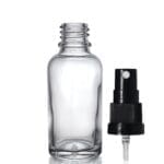 30ml Clear Glass Dropper Bottle w Black Atomiser Spray