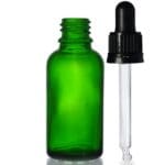30ml Green Glass Dropper Bottle w Black Pipette