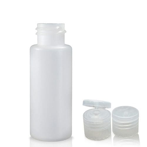 50ml SMALL STRONG ROUND PLASTIC BOTTLES SCREW FLIP TOP LID TRAVEL BOTTLE  LIQUID