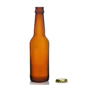330ml Amber Glass Beer Bottle w Cap