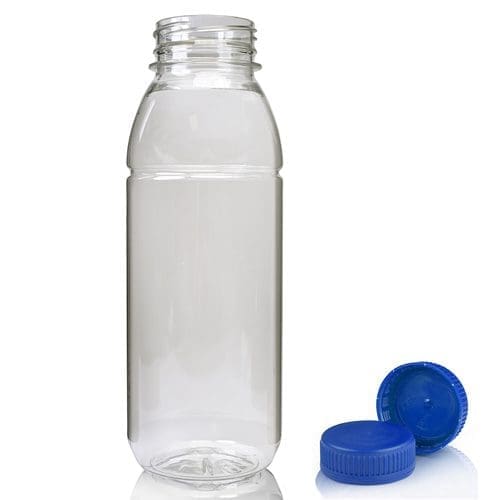 330ml Plastic juice bottle w blue cap