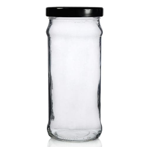 370ml Glass Chutney Jar E w Black Lid