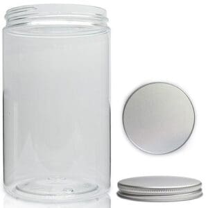 400ml Clear Plastic Jar With Aluminium Lid