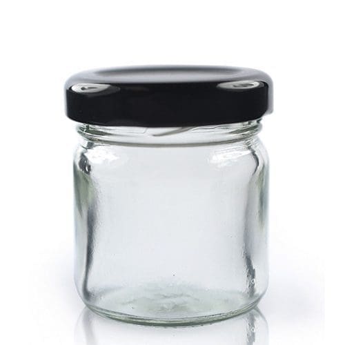 41ml Glass jam jar with black lid
