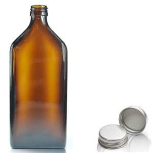 500ml Amber Glass Rectangular Bottle & Aluminium Cap