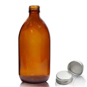 500ml Amber Glass Sirop Bottle w Aluminum Cap