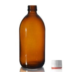 500ml Amber Glass Sirop Bottle w Red Band Cap