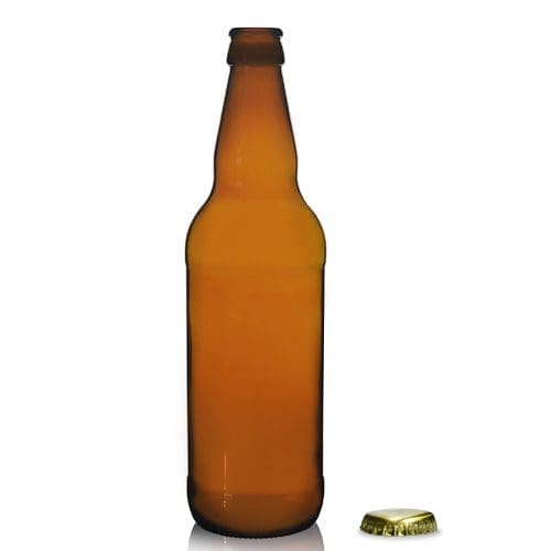 500ml Amber Glass Tall Beer Bottle w Cap