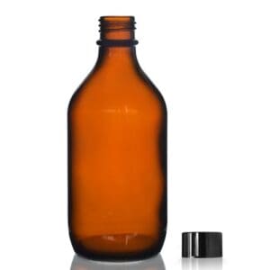 500ml Amber Glass Winchester Bottle w Black Cap