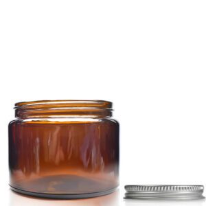 500ml Amber Glass Cosmetic Jar With Aluminium Cap